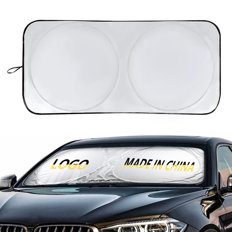 Customized Printed Logo Advertising Picture Double Circle Silver-Coated Cloth Car Sunshade Sun Protection and Heat Insulation Cross-Border Hot Selling Sunshade