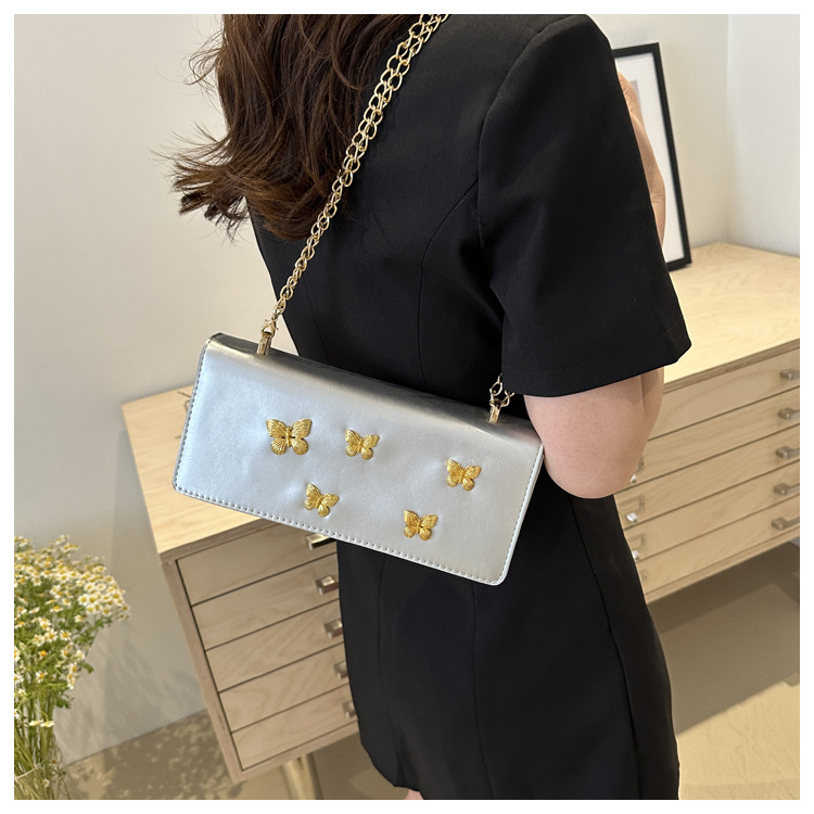 Trendy fashionable butterfly chain small square niche and beautiful French stick shoulder crossbody bag, women's bag_voghion.com