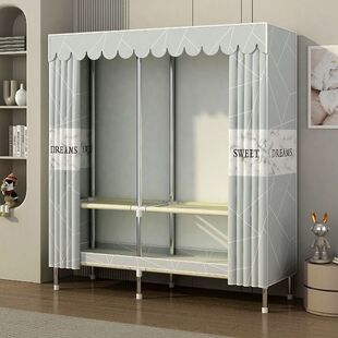 Simple Wardrobe Assembly with Thickened and Reinforced Steel Pipes for Home Rental Bedroom Fabric Steel Frame Storage Steel Pipe Wardrobe