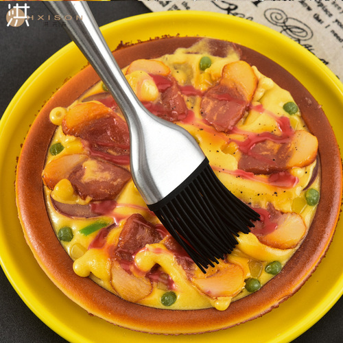 Cross-border stainless steel silicone brush household barbecue brush pizza brush long brush bread sweep kitchen baking oil brush