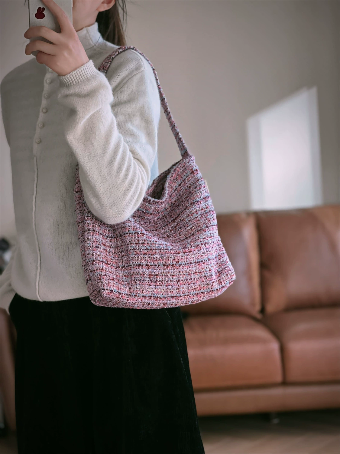 Универсальная плетёная сумка через плечо в стиле Chanel, белая, розово-фиолетовая или светло-розовая