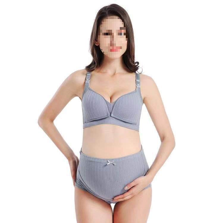 孕妇文胸内裤套装大码托腹高腰可调节三角内衣裤可哺乳胸罩