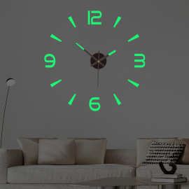 跨境免打孔创意夜光DIY挂钟亚克力钟表简约客厅卧室装饰墙贴时钟