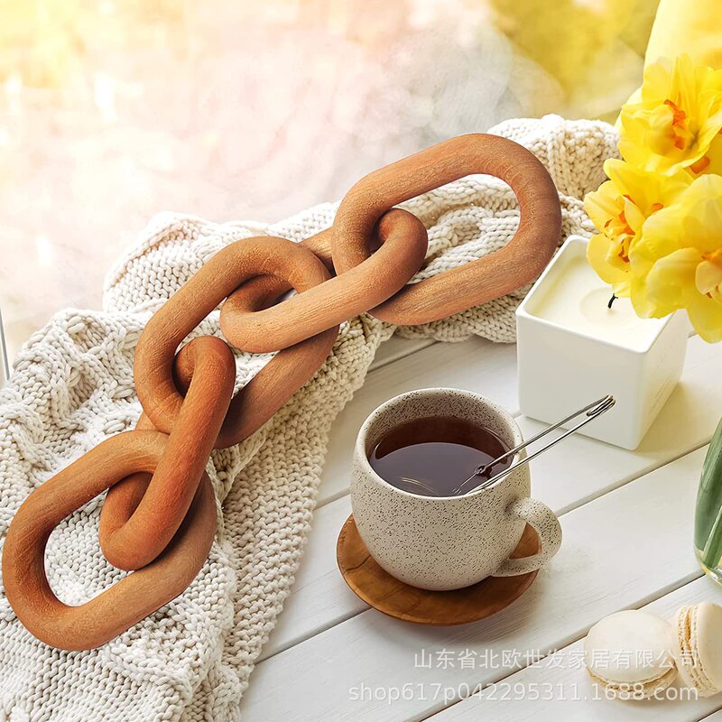 木製装飾木チェーン木環五環木チェーン木チェーン装飾ストラップ木工芸品置物クロスボーダー|undefined