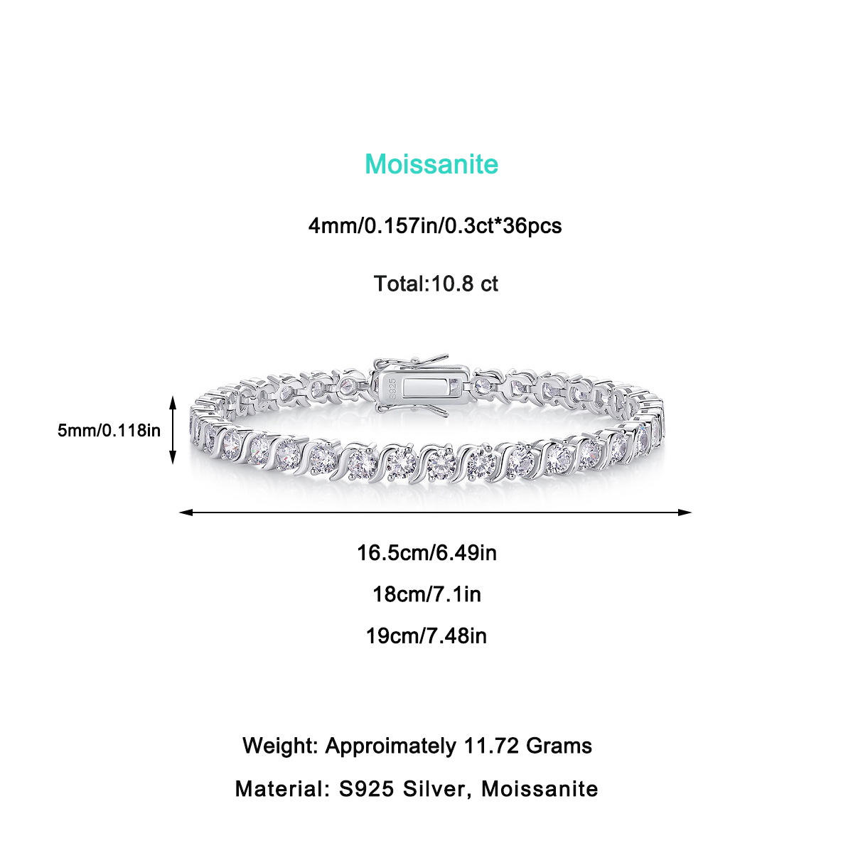 Fashionable Figure-eight Clasp Fully Inlaid Bracelet With A Light Luxury And High-end Feel, 925 Silver That Does Not_voghion.com
