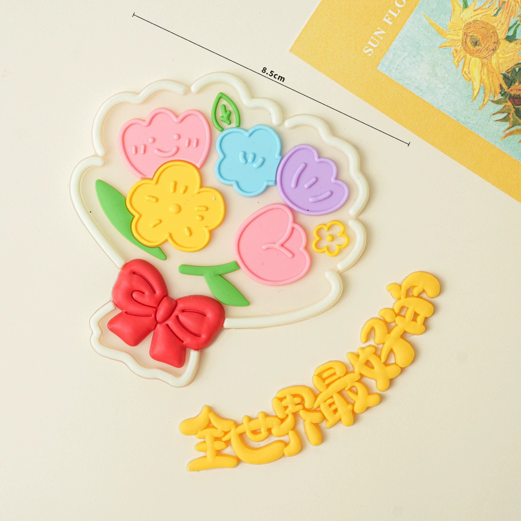 Día del maestro ramo de flores colorido pegamento blando 2 juegos