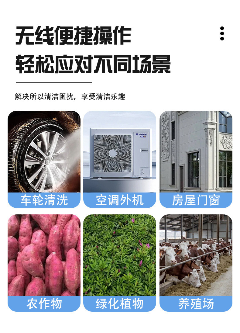 Rongba Foreign Trade Wireless Car Wash Water Gun High-Pressure Water Gun Gadget for Home Use Rechargeable Multifunctional Battery Cleaning Machine