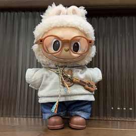 帽子配饰1耳机衣服衣服娃衣少年三代卫衣套装一二labubu7cm鞋子