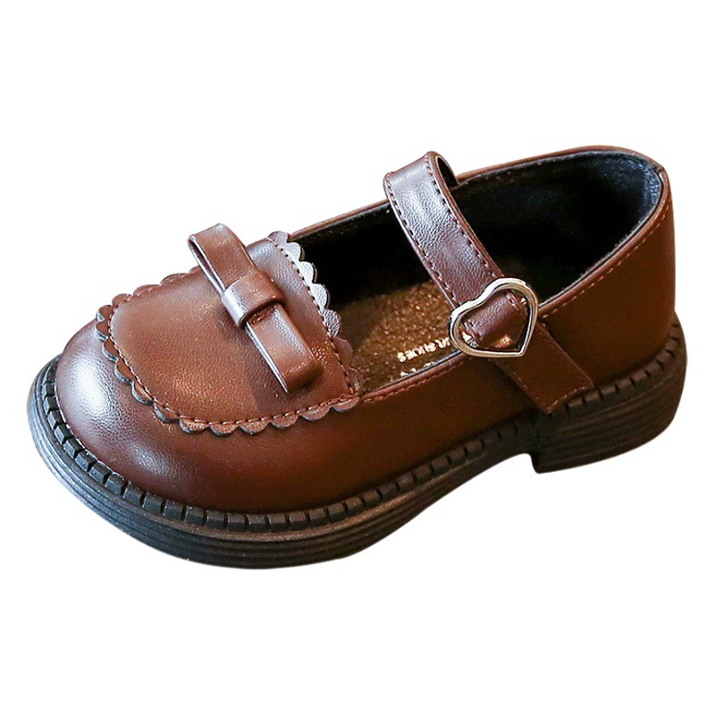 Обувь принцессы для девочек 2023 Весенняя новая кожаная обувь в стиле ретро для маленьких девочек Детская одинарная обувь с мягкой подошвой для средних и маленьких детей оптом