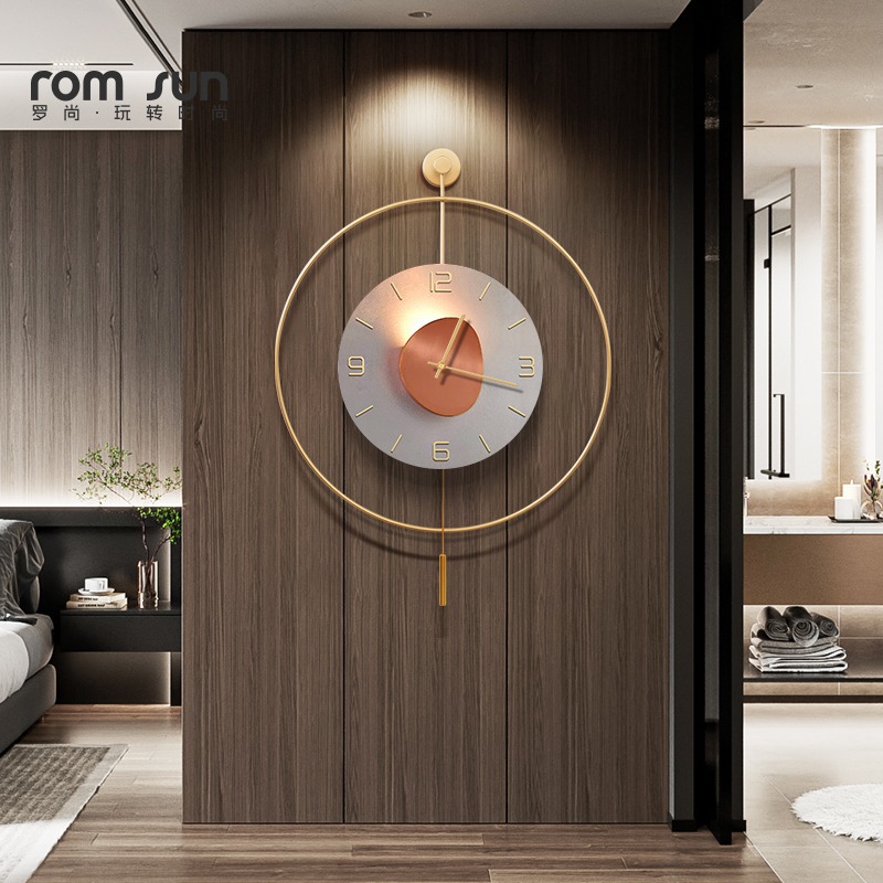 现代轻奢客厅装饰画简约挂钟复古罗马壁钟西班牙时尚创意挂画时钟