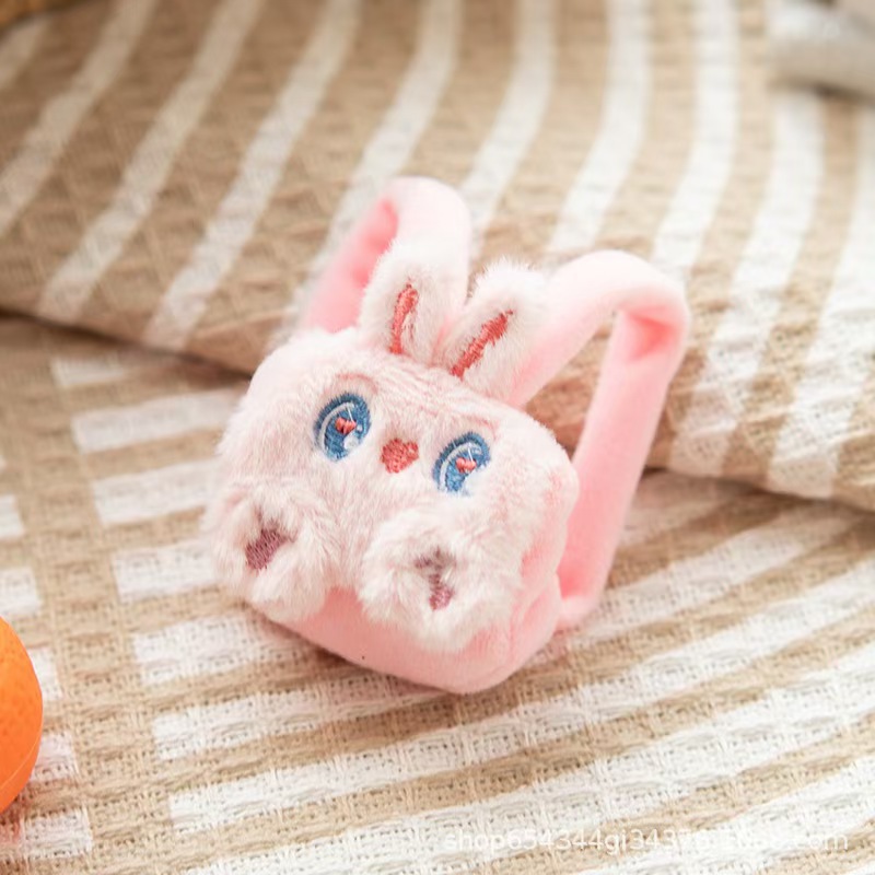 Fuchsia plush rabbit, bag, toy with accessories