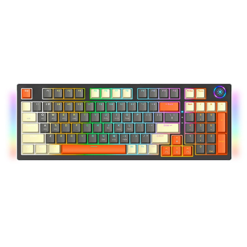 Cracked H96 клавиатура с тремя режимами, горячая замена, настраиваемый RGB, компьютерные киберспорт, Bluetooth беспроводная клавиатура