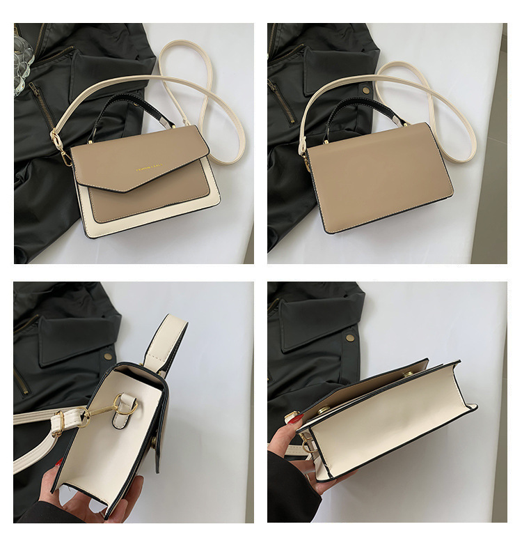 Women's Medium Pu Leather Color Block Streetwear Square Flip Cover Crossbody Bag display picture 2