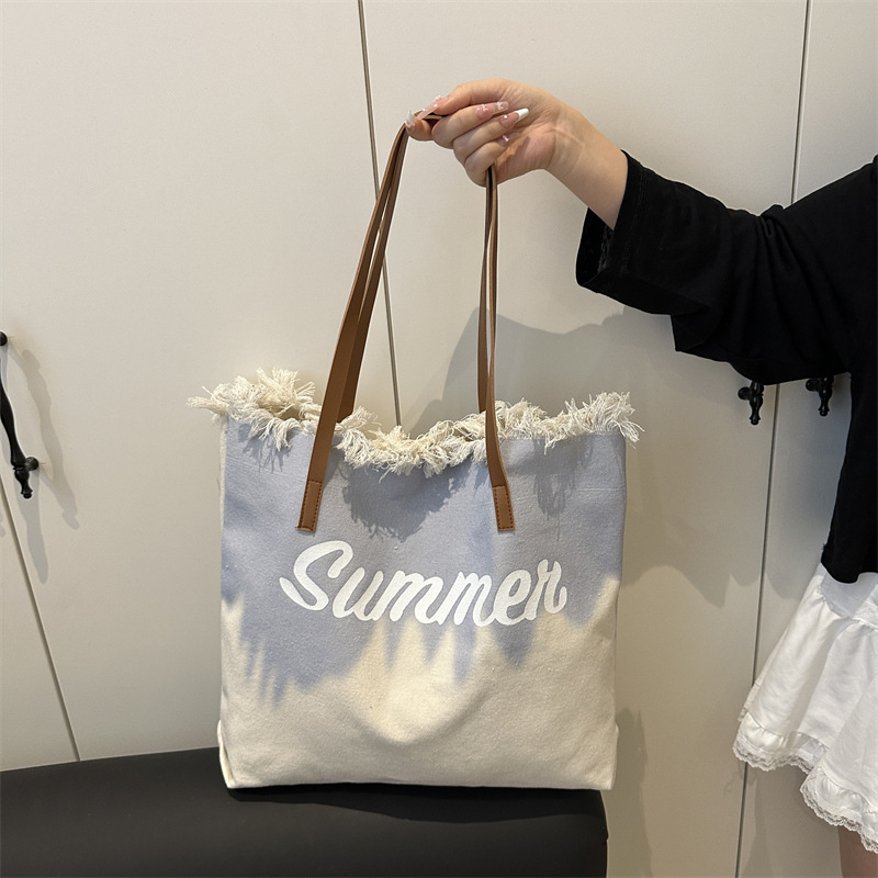 Bolsa Tote de Hombro con Flecos, Material Especial, Suave, Doble Correa, para Uso Diario