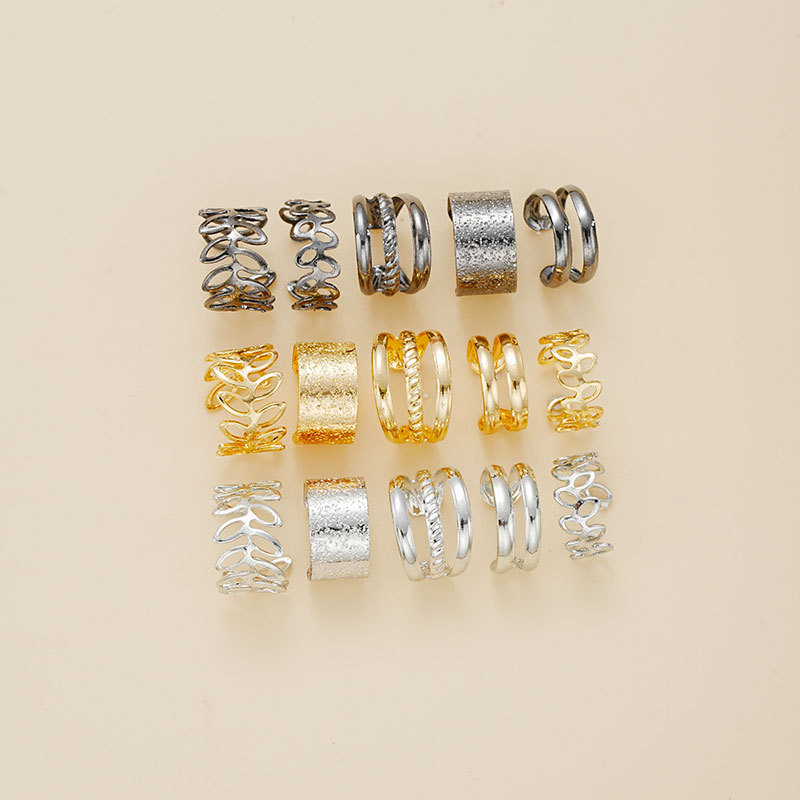 Europa y América transfronteriza nueva atmósfera creativa simple anillo de diamantes de perlas pendientes collar traje de oro al por mayor