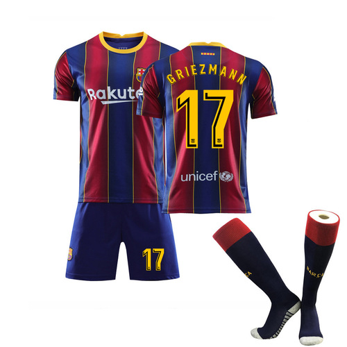 Barcelona Home and Away Jersey 20-21 Messi Player Kit Children's Football Kit for Boys