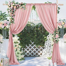 跨境 100D雪纺穿杆帷幔窗帘生日婚礼宴会派对场景装饰背景布
