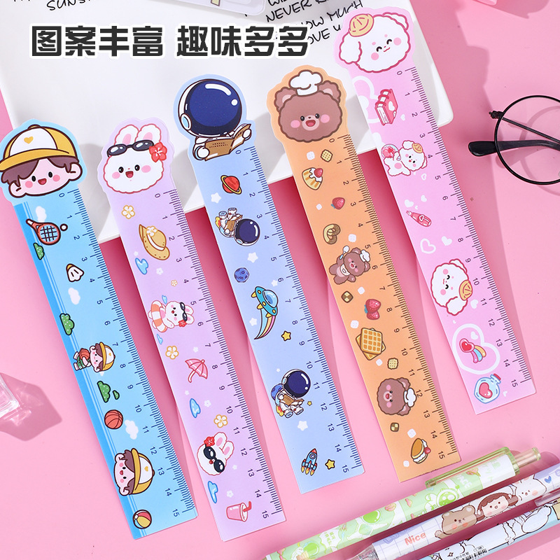 Cartoon bookmark ruler ruler cute super cute 15cm primary school students learning stationery soft ruler children's holiday prizes