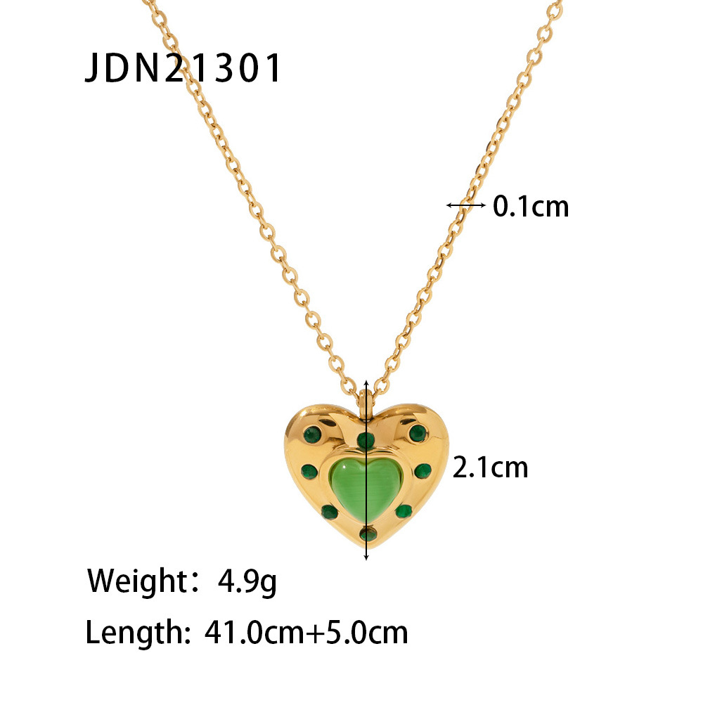 Fashion Heart Shape Stainless Steel Rhinestones Pendant Necklace