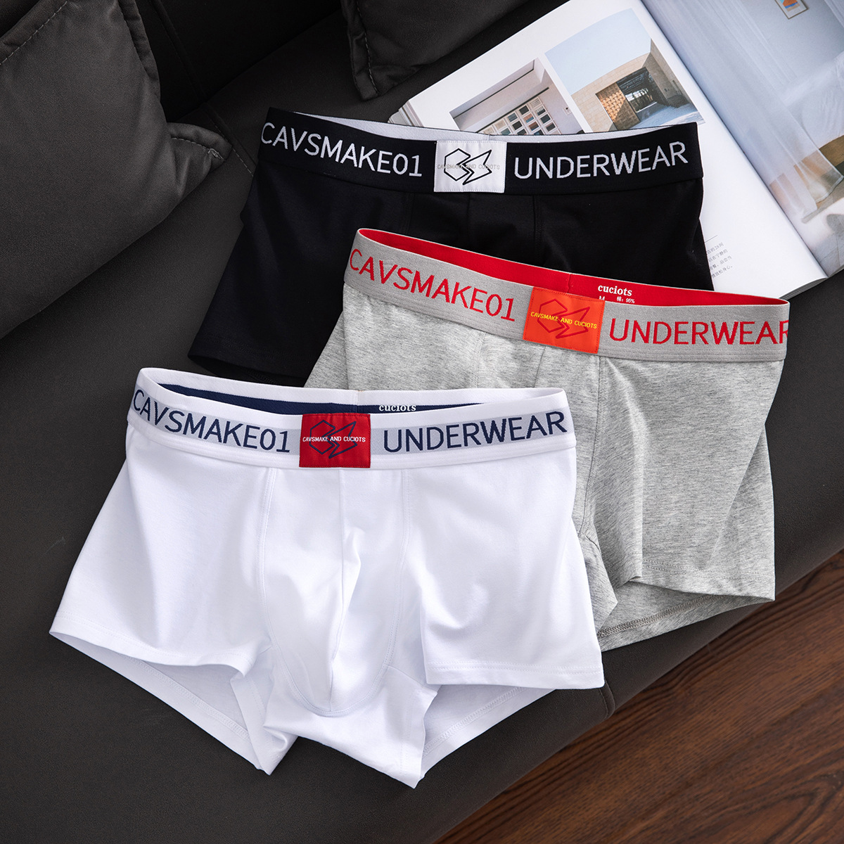 Original Men's Boxer Underwear Pure Cotton Fashionable Men's Underwear Mid-Waist Modal Breathable Men's Solid Color Boys' Boxer Pants