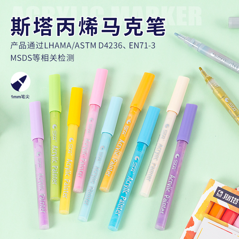 Sta 1100M1mm línea de acrílico marcador traje DIY pintado negro Tarjeta álbum graffiti pluma 24 colores