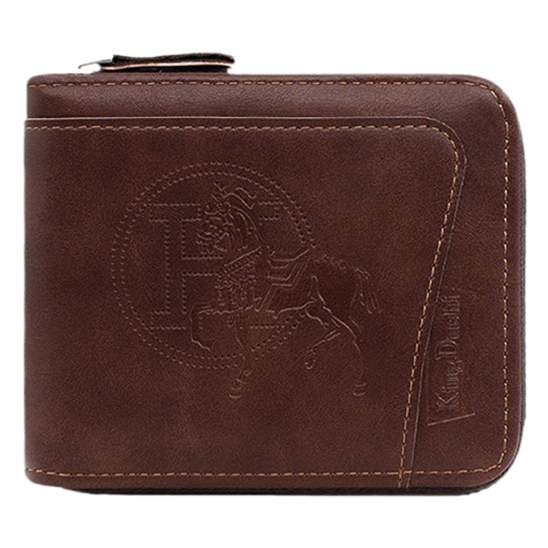 Nuevos hombres de la cadena de la cartera europea y americana retro estilo Horizontal cremallera bolsa moda corto tarjeta bolsa de la moneda bolsa al por mayor