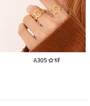 fashion hollow geometric ring necklace bracelet set titanium steel 18K gold plated jewelry