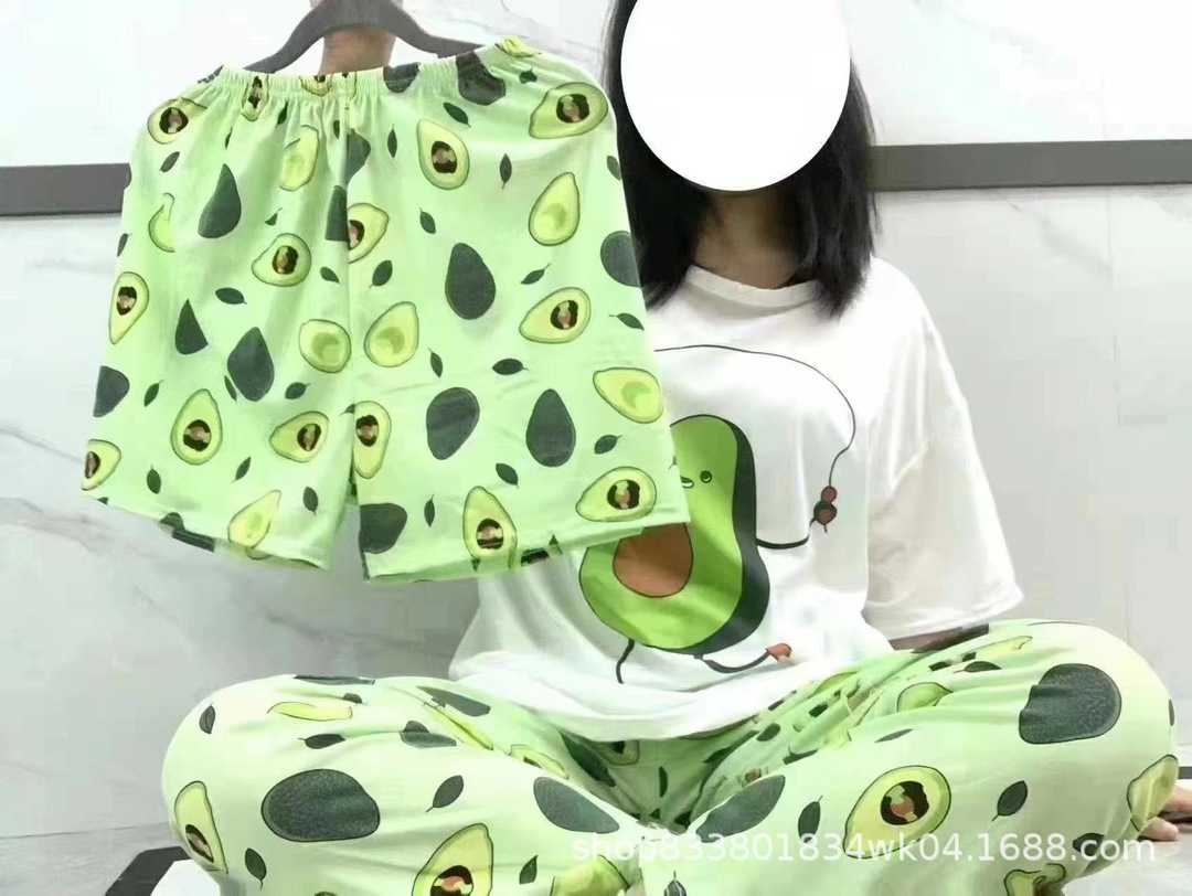 Pijamas transfronterizos de leche de verano pantalones de manga corta tres piezas de dibujos animados lindos ropa de hogar de comercio exterior de labu