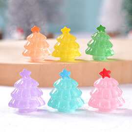 跨境新品微景观创意夜光圣诞节树造雪景 diy装饰品配件桌面小摆件