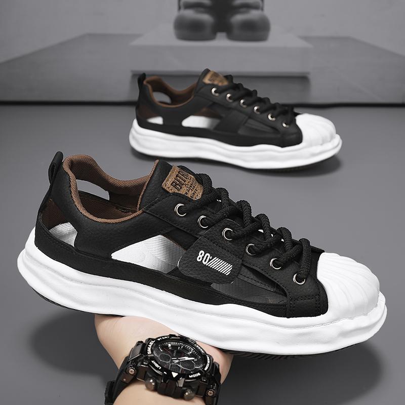 Sandalias de marca de moda, cabeza de concha, zapatos de pan con fugas, zapatos de marco deportivo nuevos para hombre, zapatos de aire de ocio de conducción juvenil