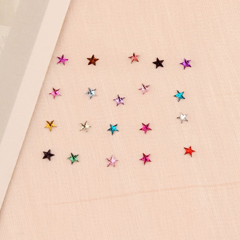 Summer Internet Famous Nail Art Color Star Diamond Japanese Style Simple All-Match 3mm Flat Five-pointed Star Mixed Nail Decoration