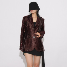 法式气质亮片长袖西服2025秋季新款高级感收腰显瘦时尚西装外套女