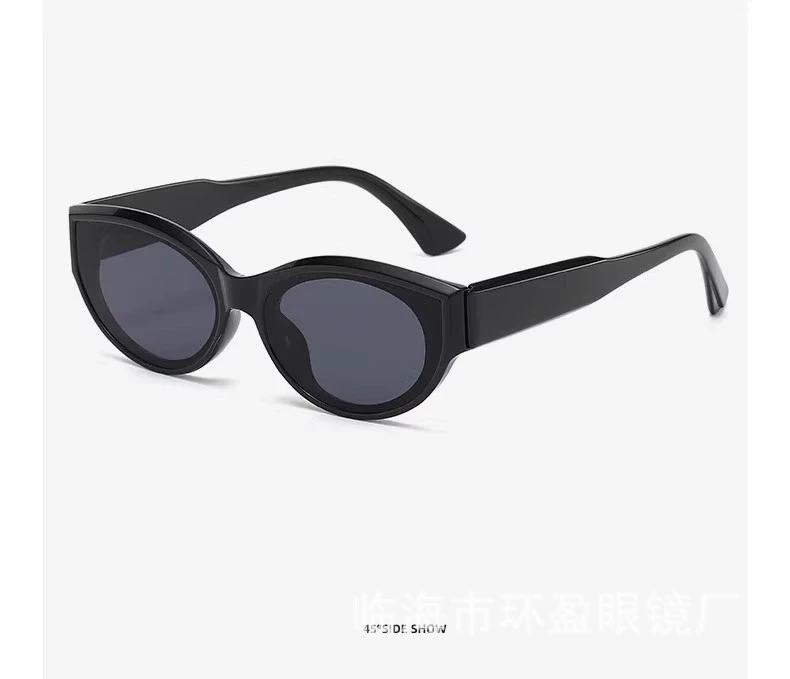 Солнечные очки Brand кошачий глаз в корейском стиле, 2-каратный акцент, UV-защита, чёрные/белые
