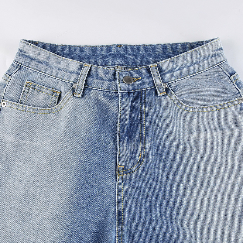 nuevos jeans casuales rectos verticales degradados de cintura alta y pierna ancha NSLQ39656