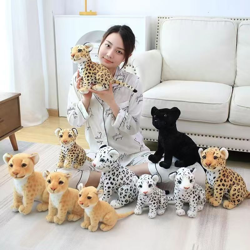 Simulation Animal Snow Leopard Doll Lion Plush Toy Leopard Lioness Black Leopard Doll Cloth Doll Holiday Gift