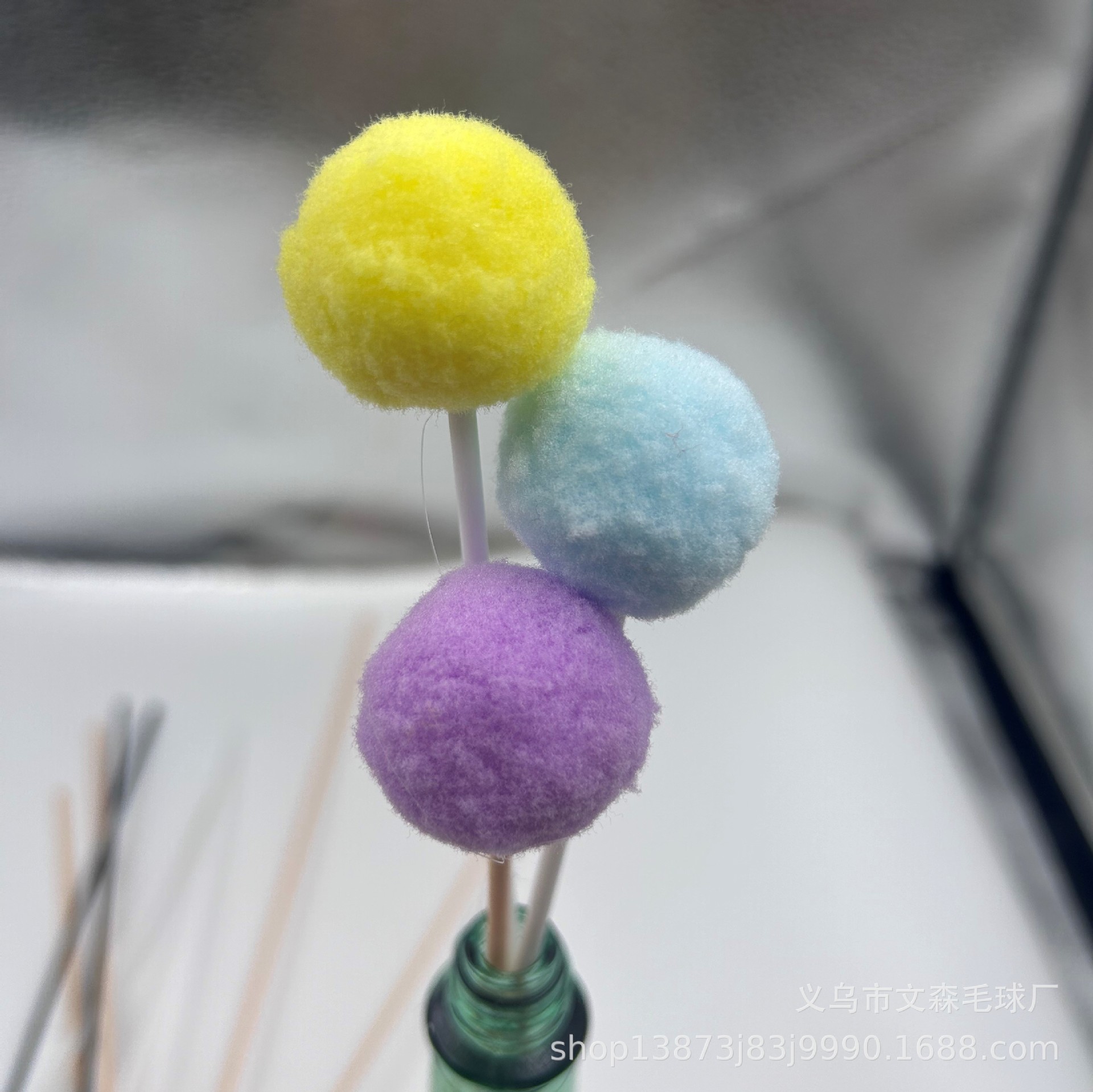 马卡龙色高弹毛球香薰扩香挥发棒吸水棒棉花糖香薰棒无火藤条
