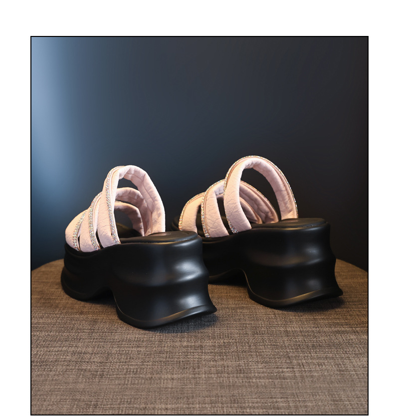 Dép sandal nữ xỏ ngón đế bệt đính đá thời trang HC9508-16 — Màu đen, Màu hồng chi tiết 20