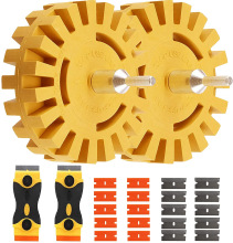 24件套橡皮擦车轮贴花去除器塑料和金属刮刀刀片，橡胶轮拆卸工具