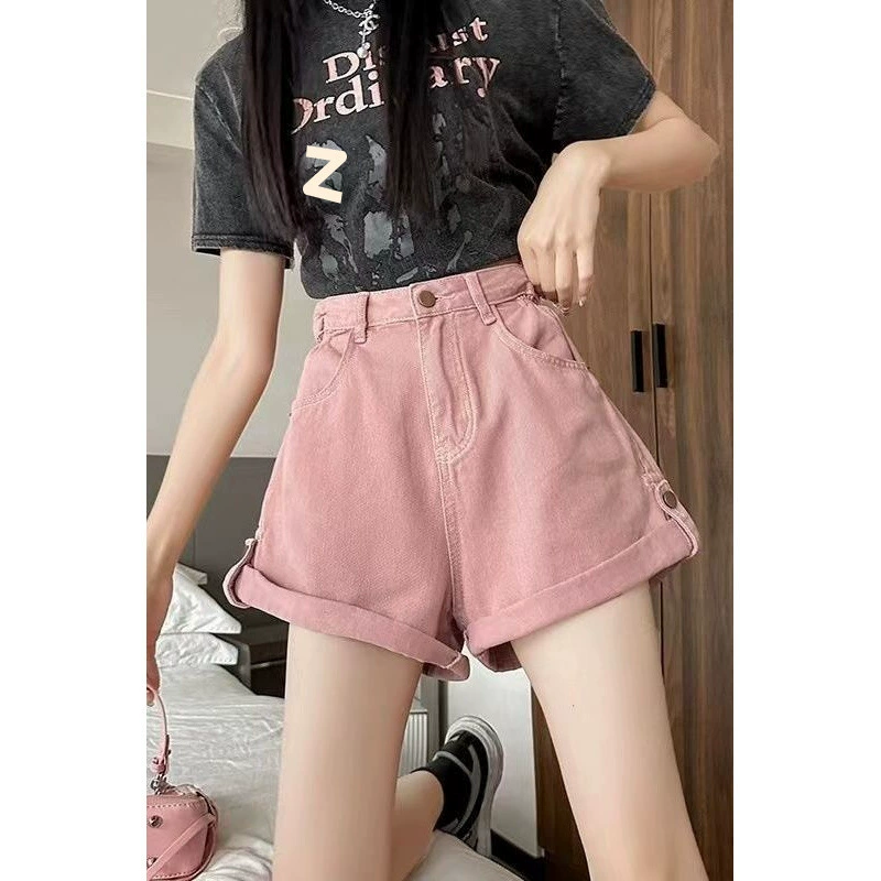 2025 новая летняя мода грязный розовый джинсовые шорты с высокой талией