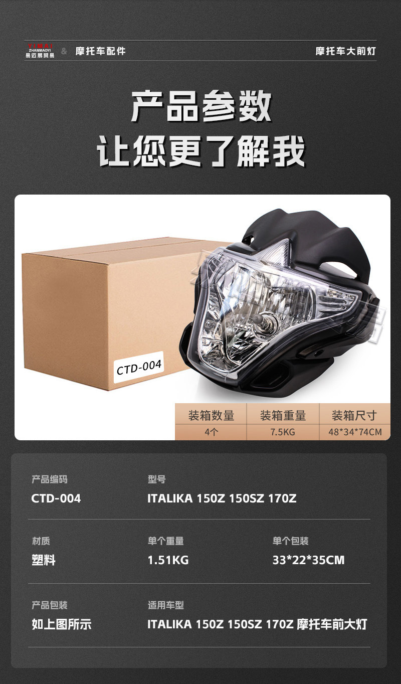 Motorcycle Modified Parts for Italika 150z 150sz 170z Motorcycle Headlight
