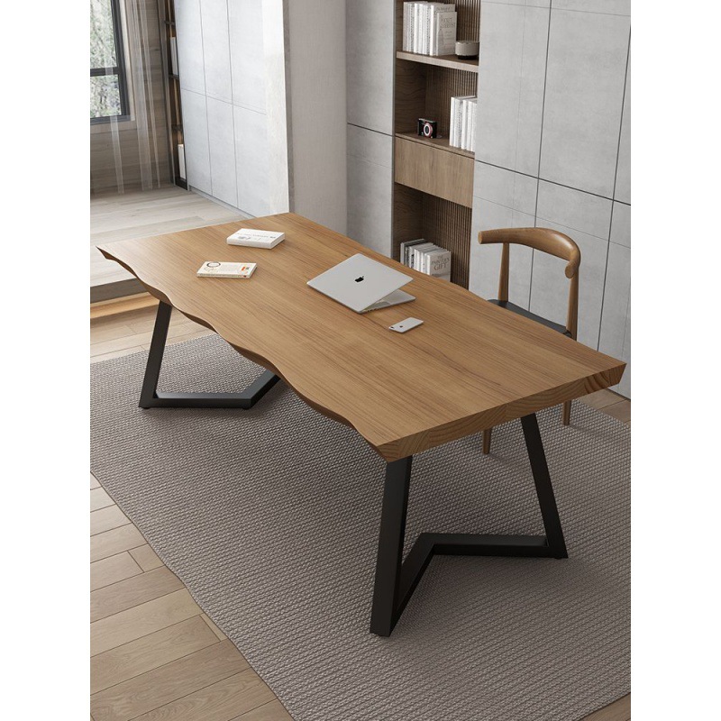 zsr實木款家用雙人書桌電腦桌創意長方形工作檯會議桌寫字辦公書