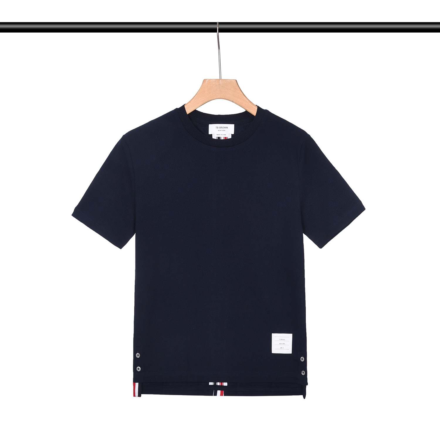 Browin tbのリボンは赤と白と青のストライプの半袖の男女の同じタイプのtシャツのカップルの金を代行します。