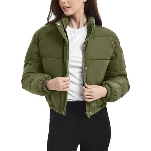 Cross-Border Foreign Trade Women's Short down Jacket Quilted Coat Loose Fit with Pockets European and American Style
