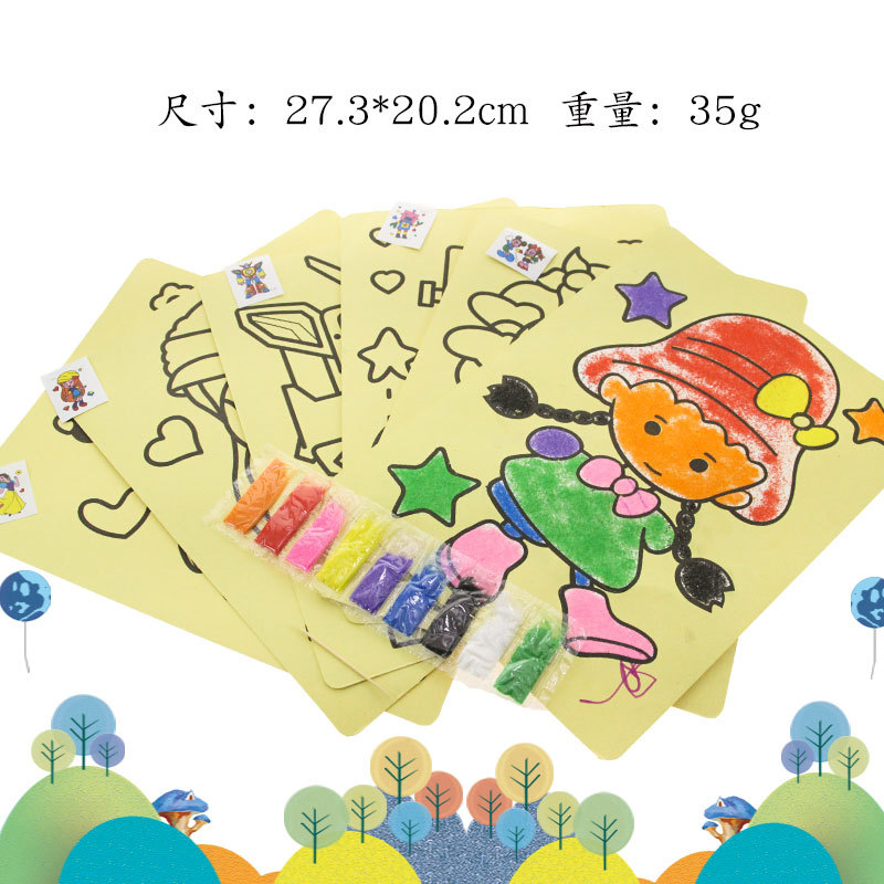 Juego de Pintura de Arena Colorida Infantil 20x15cm de Papel image 9