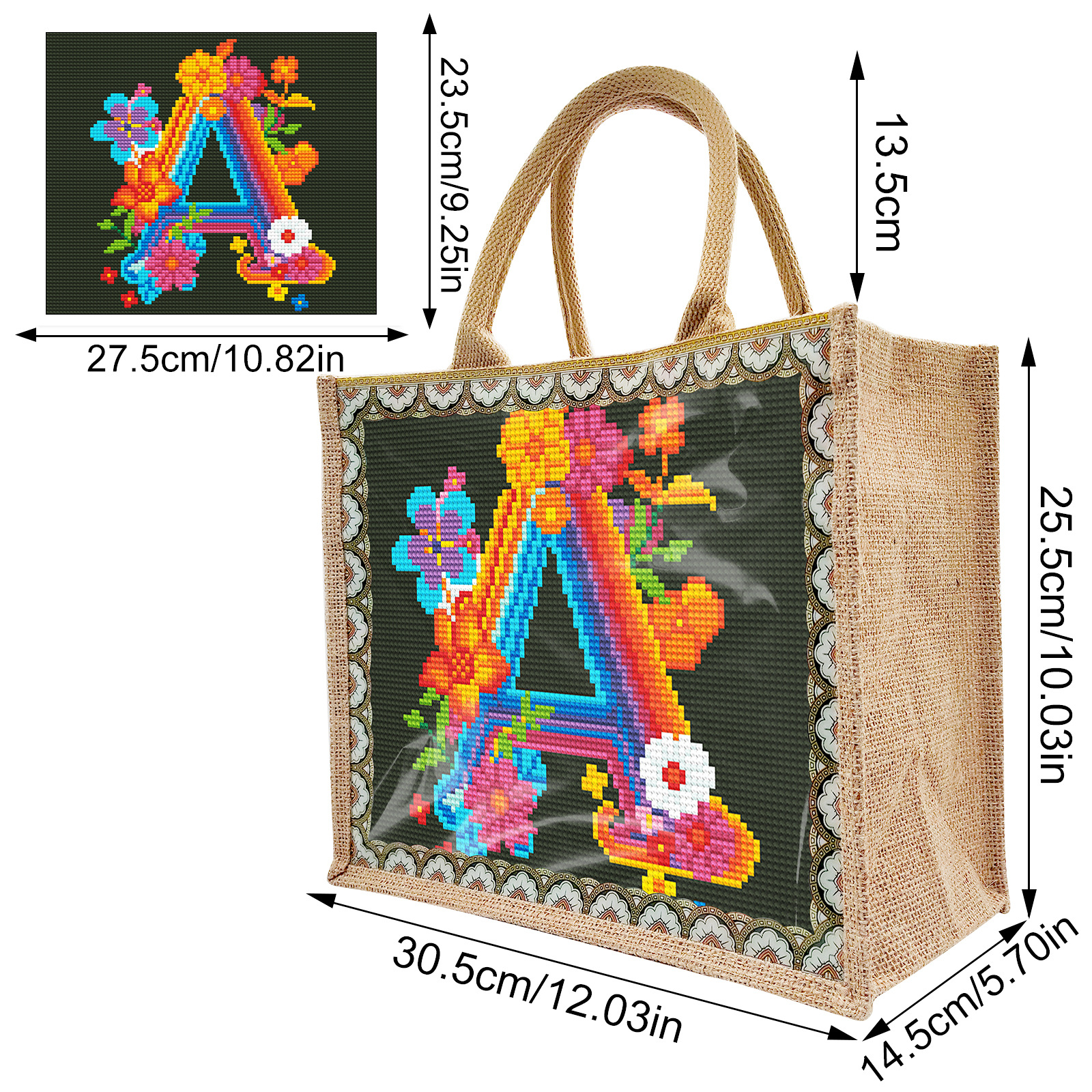 Periférico de pintura de diamantes DIY bolso de arpillera de pintura de diamantes hecho a mano conveniente bolso de mano ecológico de dibujos animados reemplazo placa inferior al por mayor