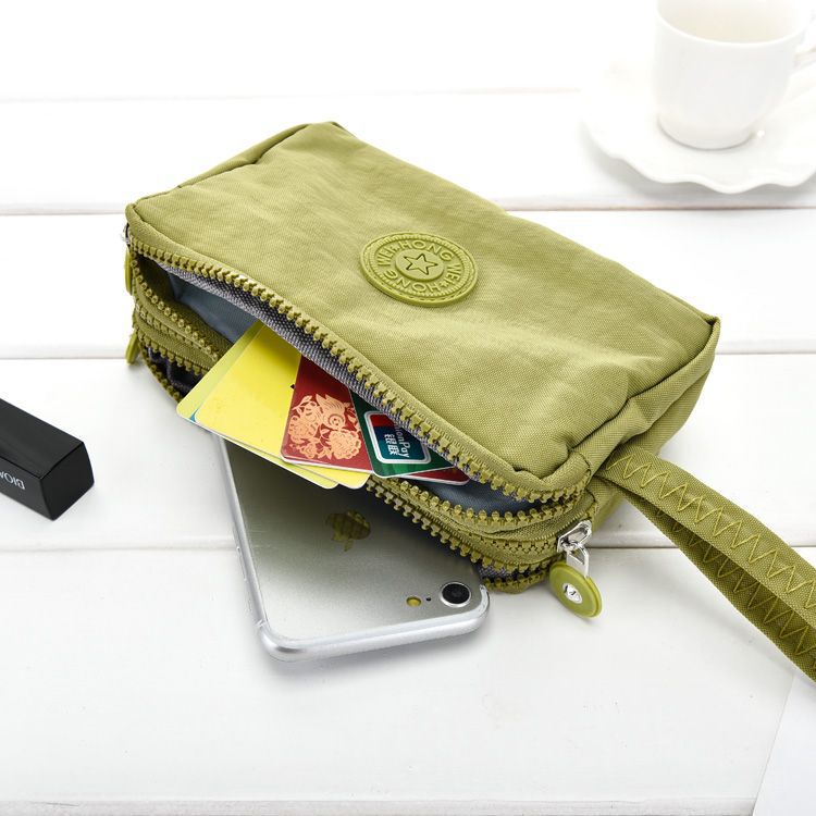 Korean-style fabric hand-held wallet, long design, fashionable, with three layers, large capacity, and a large opening for phones and keys