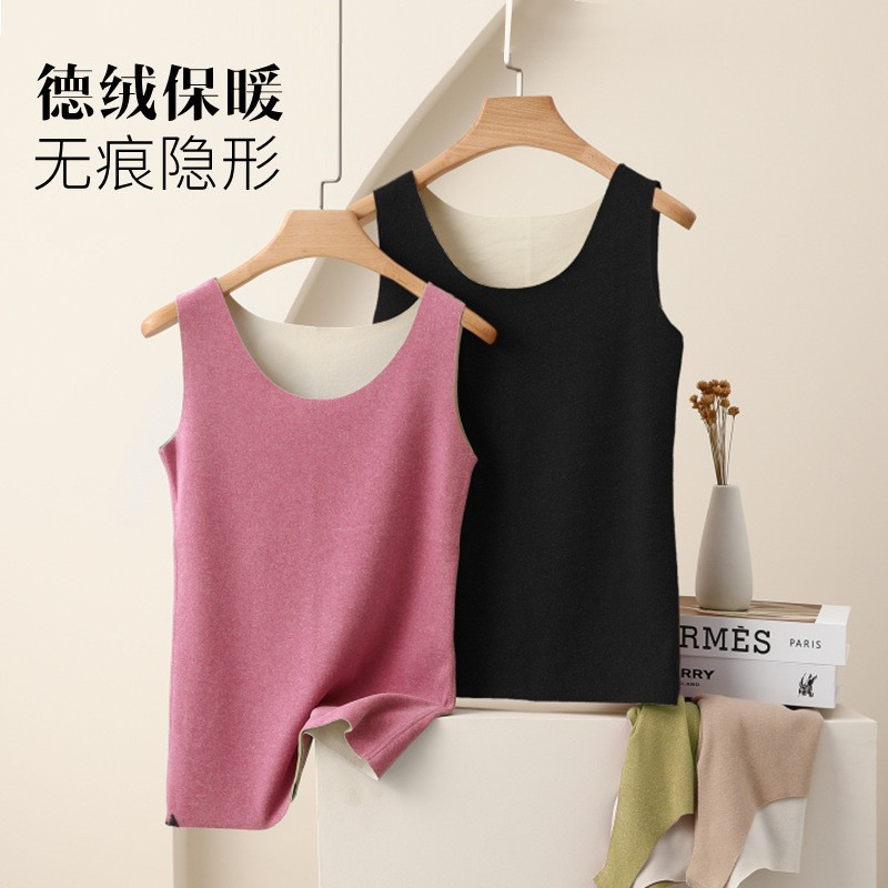 Velvet Seamless Warm Vest for Autumn and Winter Women's fleece-lined Thickened Inner Vest plus size Slim-fit Autumn Clothes Base Shirt Velvet Seamless Warm Vest for Autumn and Winter Women's fleece-lined Thickened Inner Vest plus size Slim-fit Autumn Clothes Base Shirt
