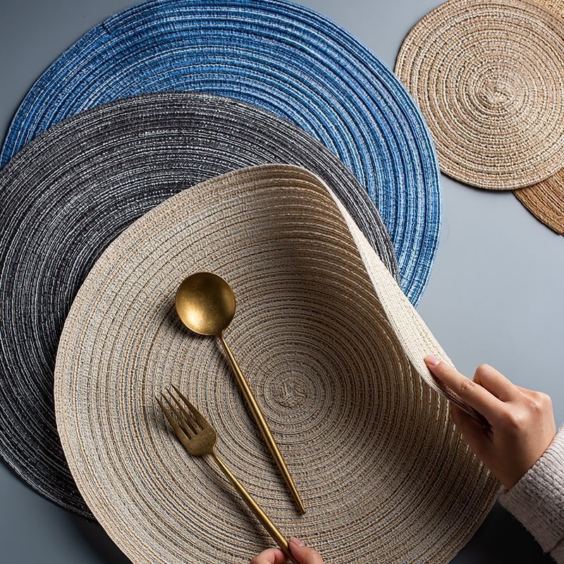 欧式圆形棉纱垫餐桌餐盘隔热垫简约家用编织防滑可水洗餐垫
