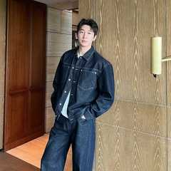 「REA SPECIAL」翻领牛仔两件套休闲收口袖减龄长袖男潮流直下摆