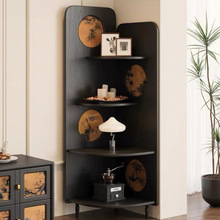 法式古风角柜实木客厅复古风转角香云纱三角置物架拐角卧室收纳